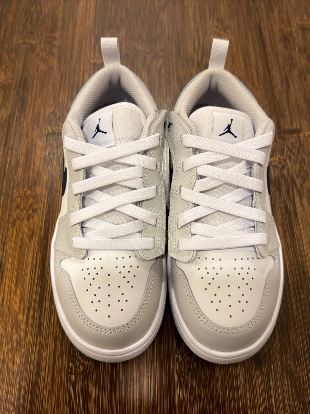 Jordan Kids White and Navy Low-Top Sneakers